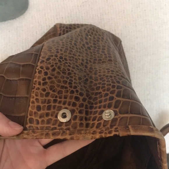 Longchamp Tan Brown Roseau Croc Embossed Leather Toggle Shopper Top Handle Bag - Picture 16 of 16